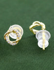 Saloni Fashion Jewellery Pretty Round Shape CZ Brass Gold Plated Set of 3 Combo Stud Earring For Women and Girls - view 6