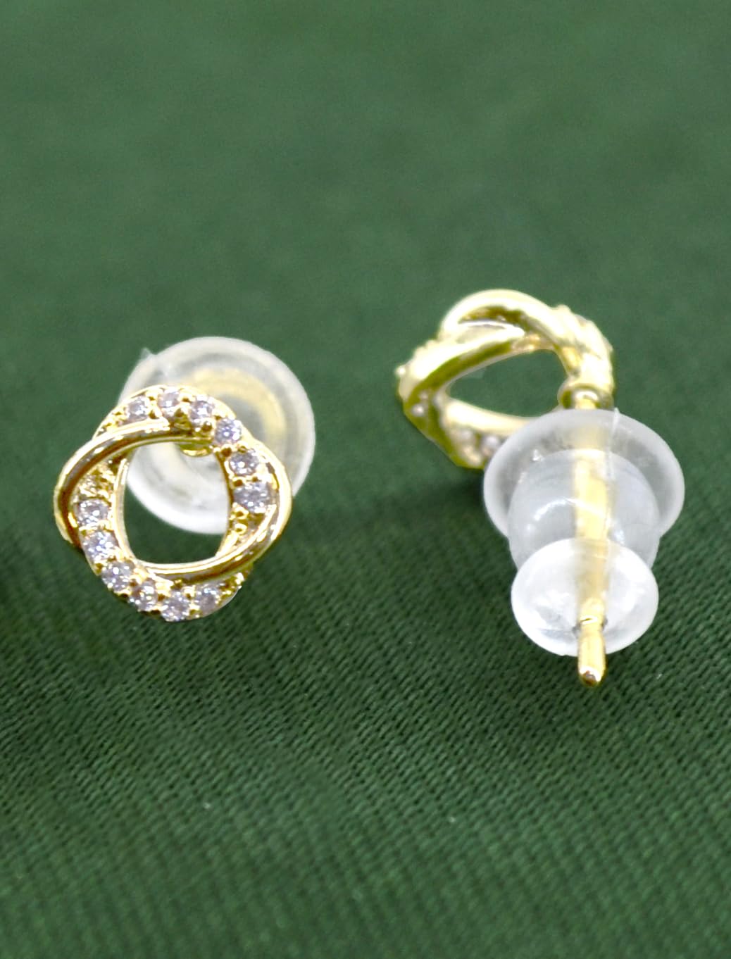 Saloni Fashion Jewellery Pretty Round Shape CZ Brass Gold Plated Set of 3 Combo Stud Earring For Women and Girls