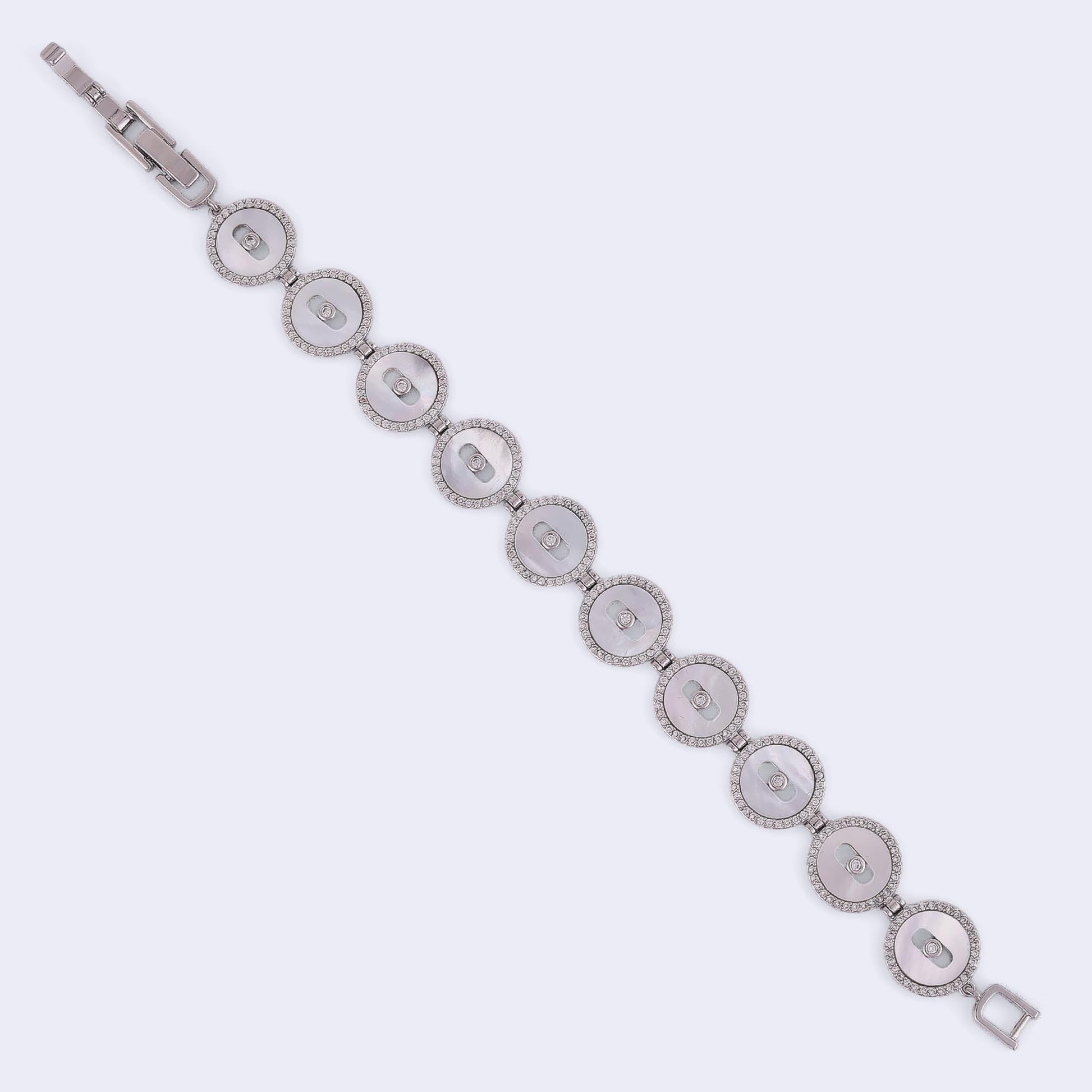 Saloni Fashion Jewellery Inspired Square Shape Silver Plated Free Size Charm Bracelet For Women