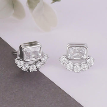 Saloni Fashion Jewellery Lovely Squire Shape Silver Plated Stud Earring For Women