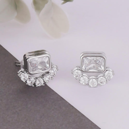 Saloni Fashion Jewellery Lovely Squire Shape Silver Plated Stud Earring For Women