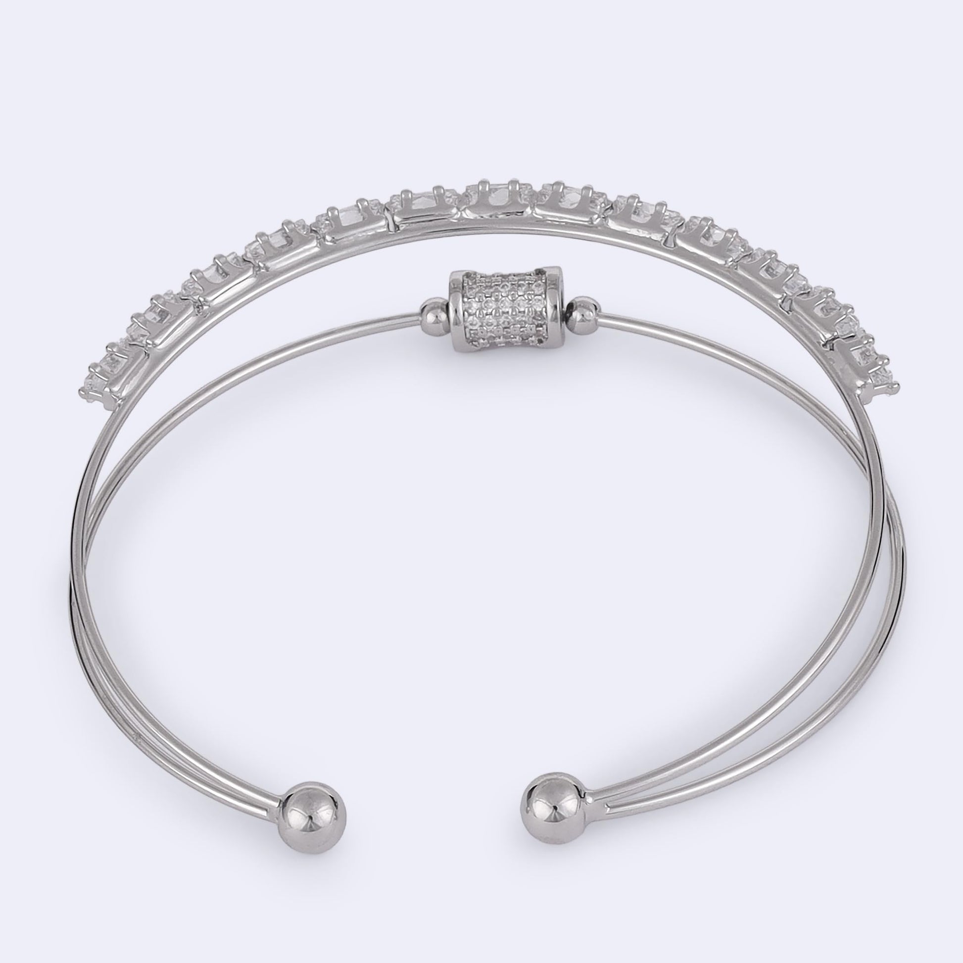 Saloni Fashion Jewellery Charm Cuff Silver Plated Adjustable Bracelet Kada For Women