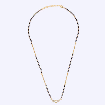 Saloni Fashion Jewellery Traditional Eye-Catchy Leaf and Heart Shape Gold Plated Black Beaded Adjustable Chain Mangalsutra For Women