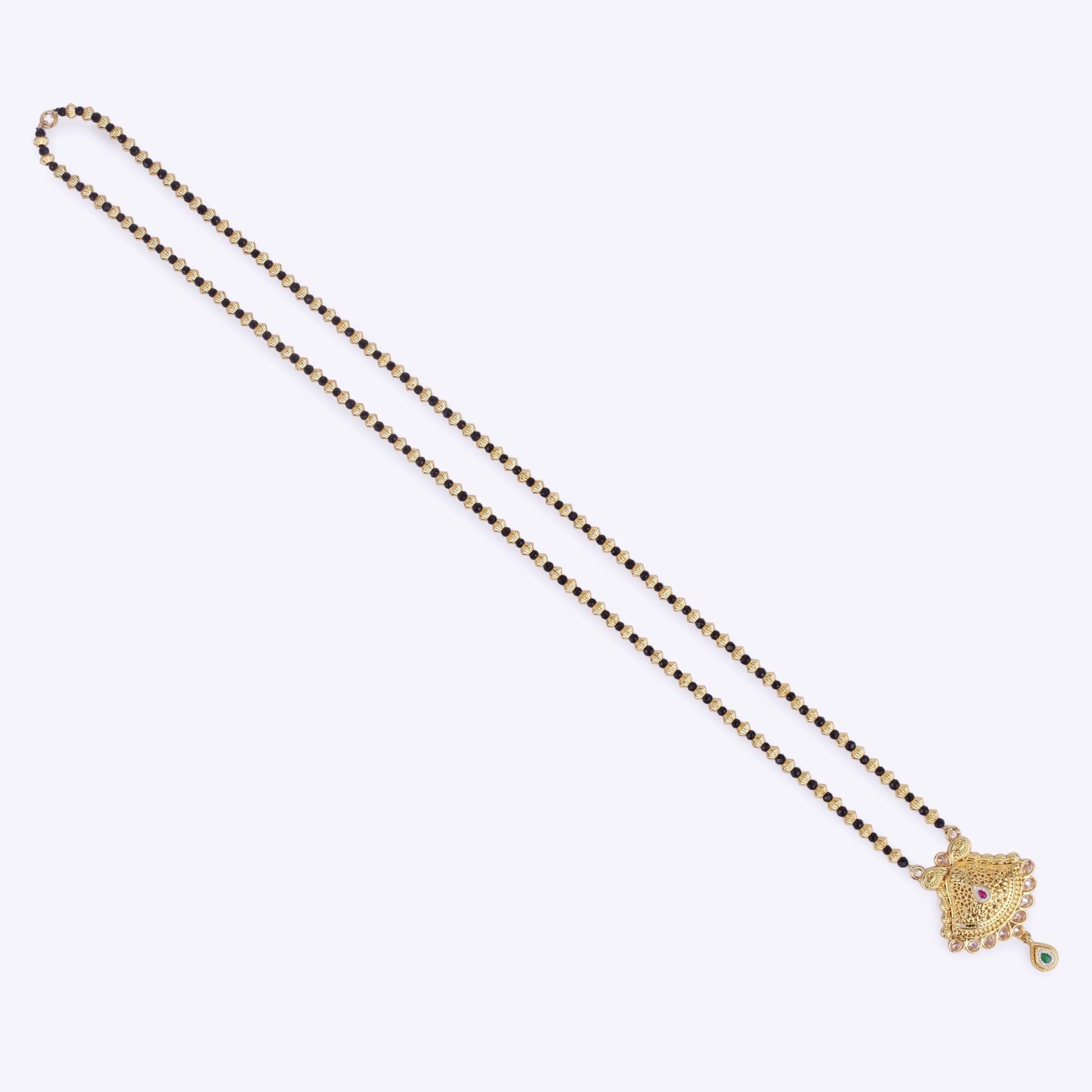 Saloni Fashion Jewellery Traditional Oval Golden Balls Gold Plated Long Bead Chain Mangalsutra For Women