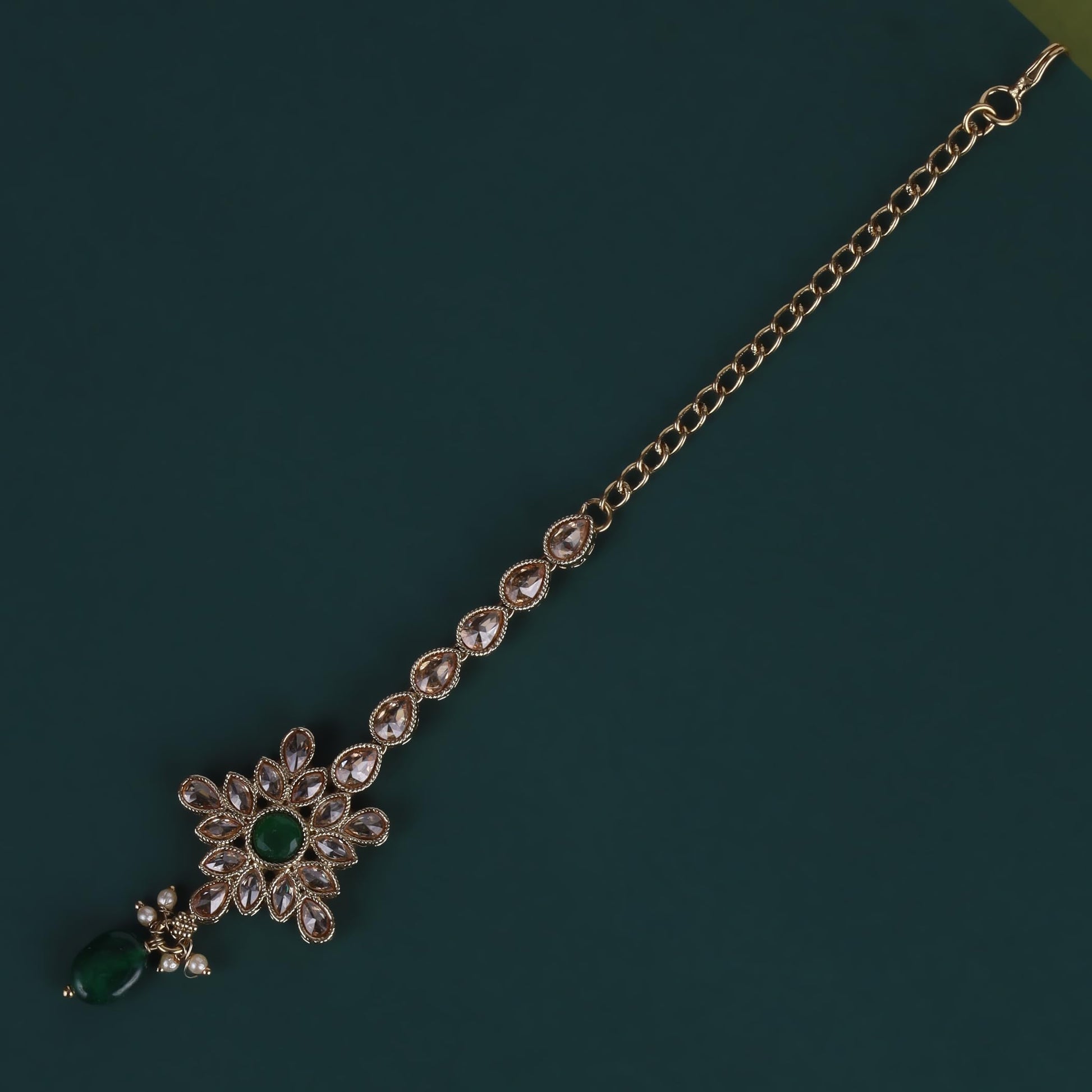 Saloni Fashion Jewellery Traditional Oval Shape Silver Gold Plated Set of 2 Combo Maang Tikka For Women