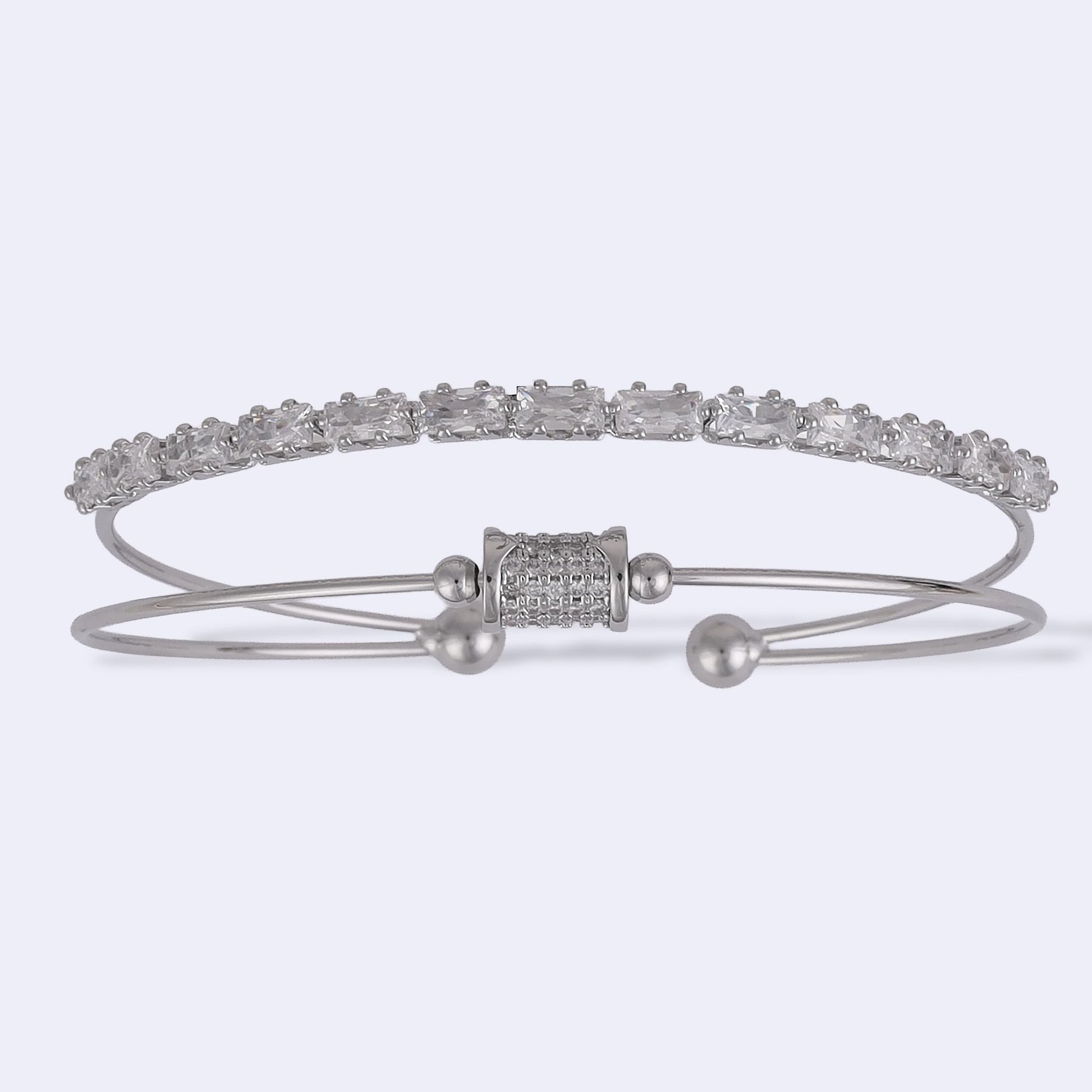 Saloni Fashion Jewellery Charm Cuff Silver Plated Adjustable Bracelet Kada For Women