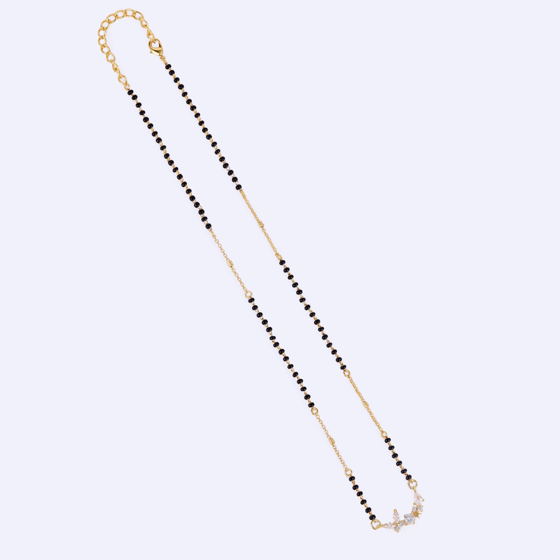 Saloni Fashion Jewellery Traditional Splendid Flower Design Gold Plated Black Beaded Adjustable Chain Mangalsutra For Women