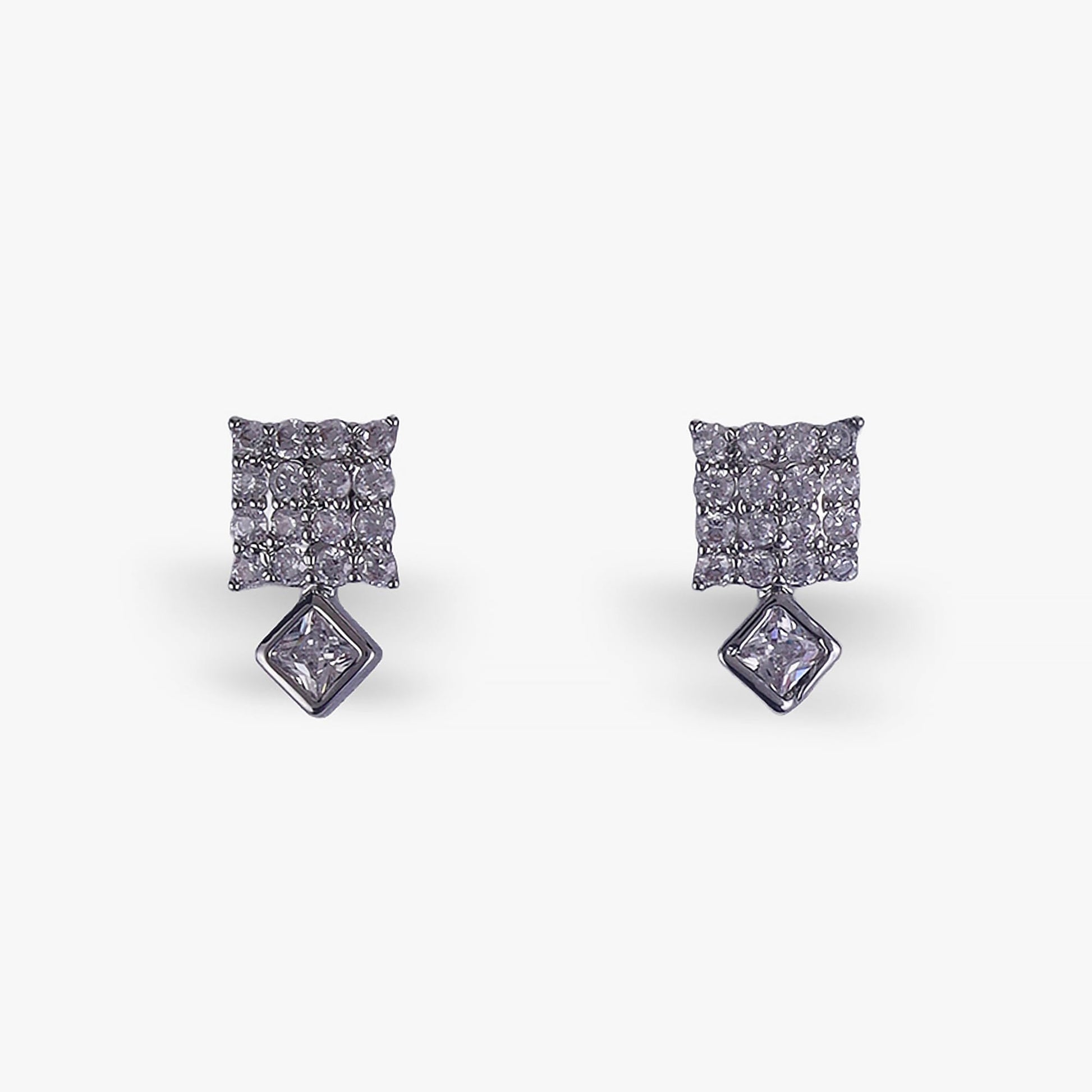 Saloni Fashion Jewellery Desirable Squire and Trangle Shape Silver Plated Stud Earring For Women
