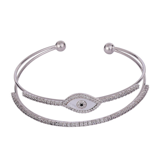 Saloni Fashion Jewellery Steel Evil Eye Silver Plated Adjustable Bracelet Kada For Women