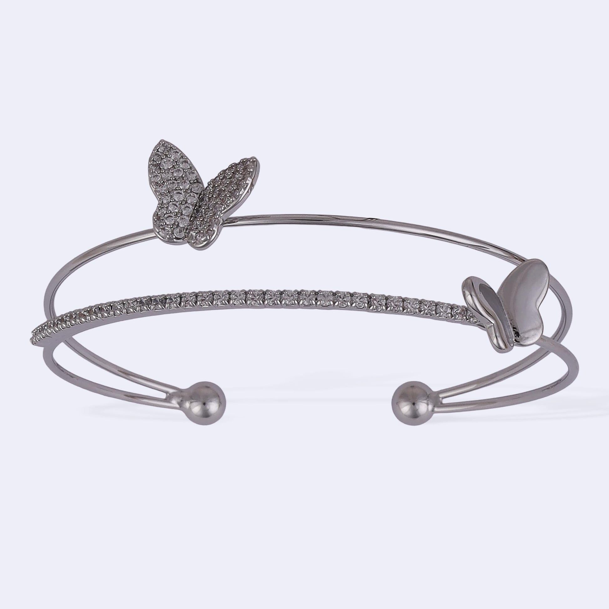 Saloni Fashion Jewellery Incredible Butterfly Silver Plated Adjustable Cuff Bracelet Kada For Women