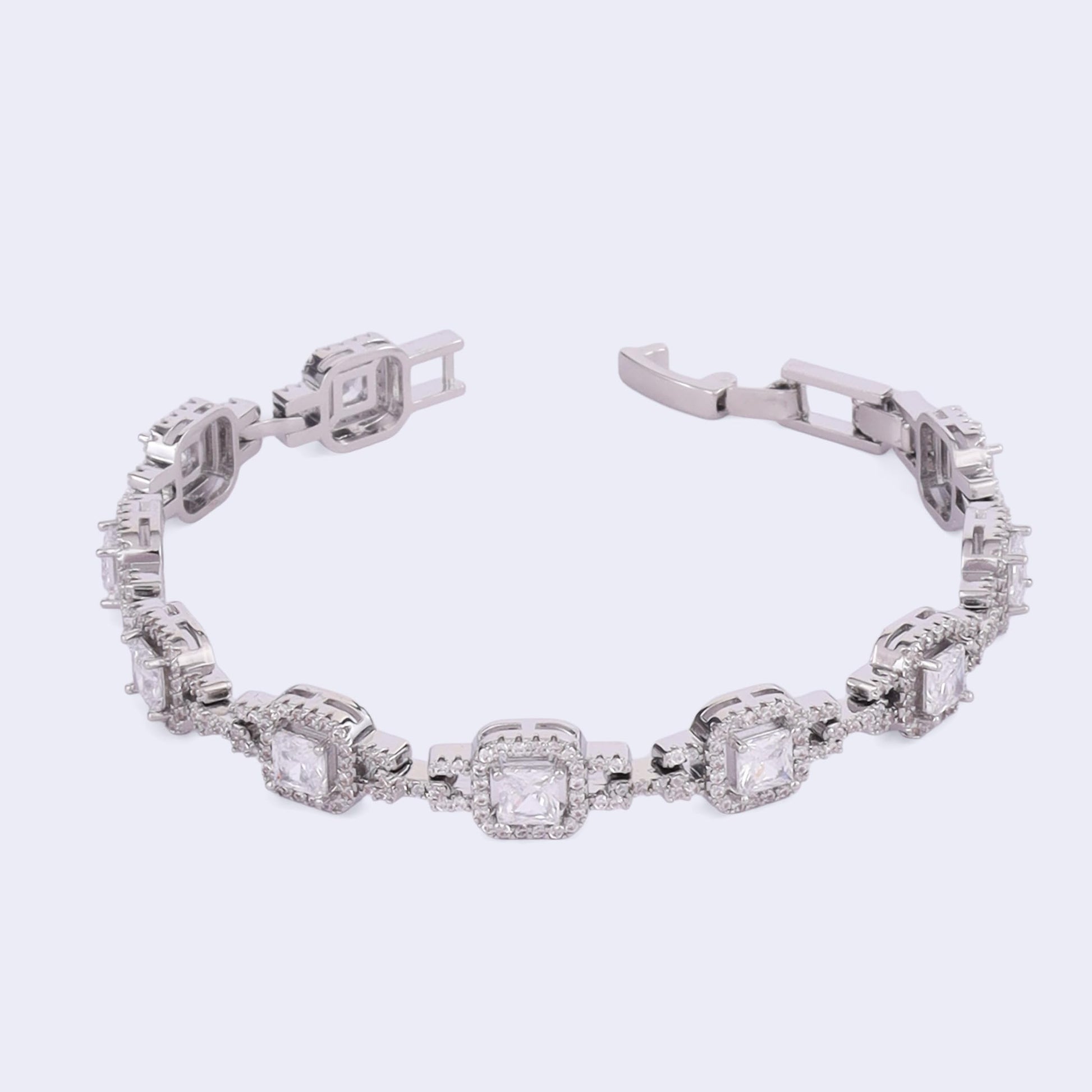 Saloni Fashion Jewellery Excellent Square Shape Silver Plated Free Size Charm Bracelet For Women
