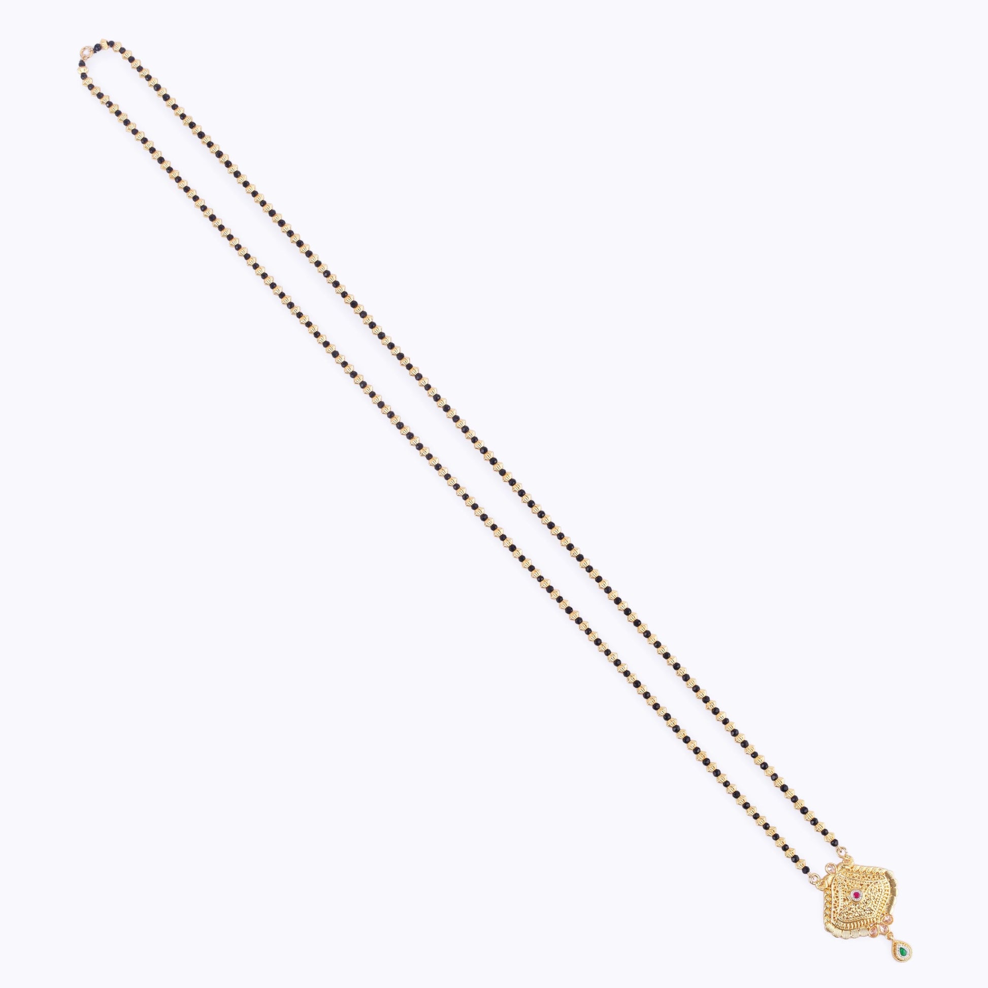 Saloni Fashion Jewellery Traditional Oval and Peacock Design Gold Plated Mangalsutra For Women