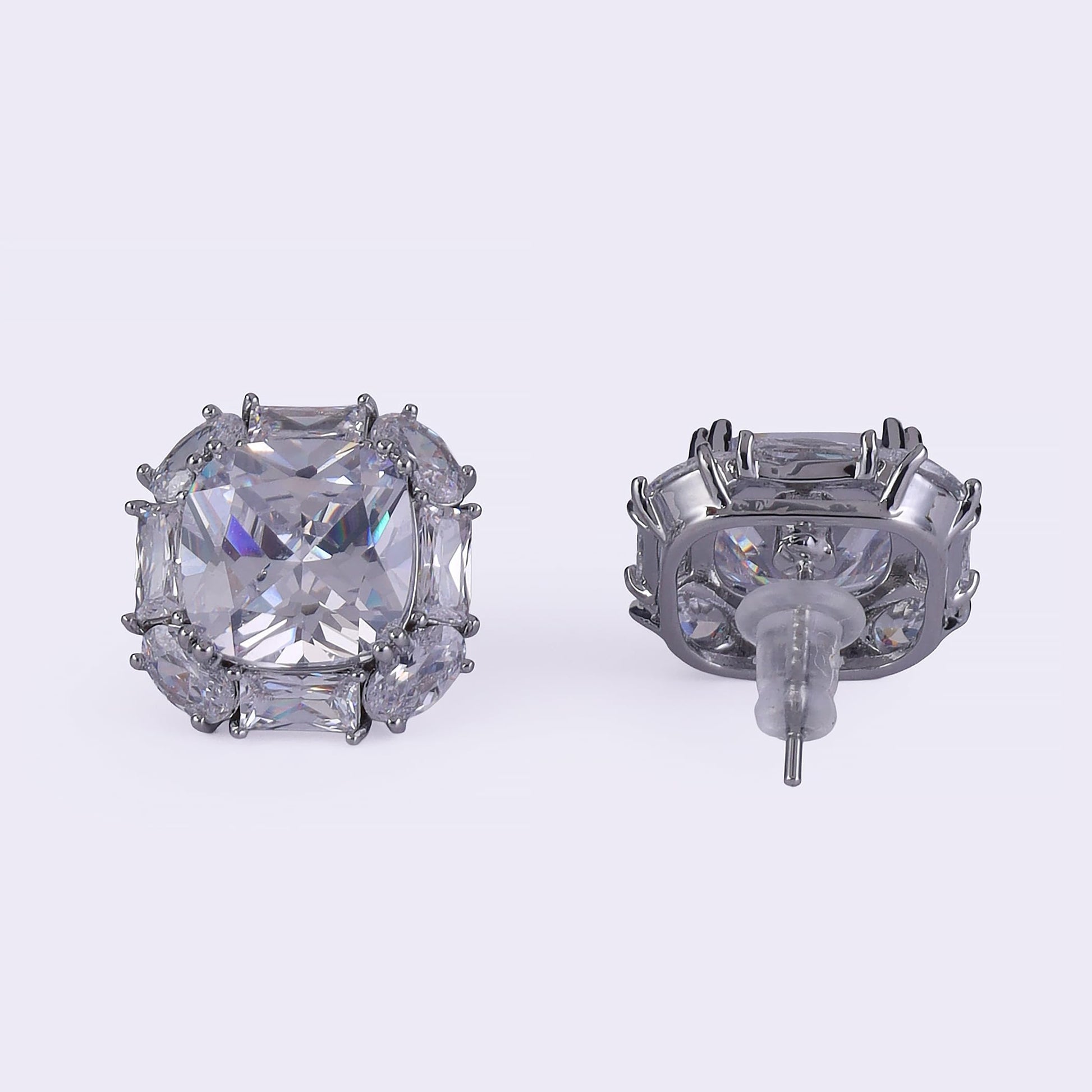 Saloni Fashion Jewellery Trendy Round Shape Silver Plated Stud Earring For Women