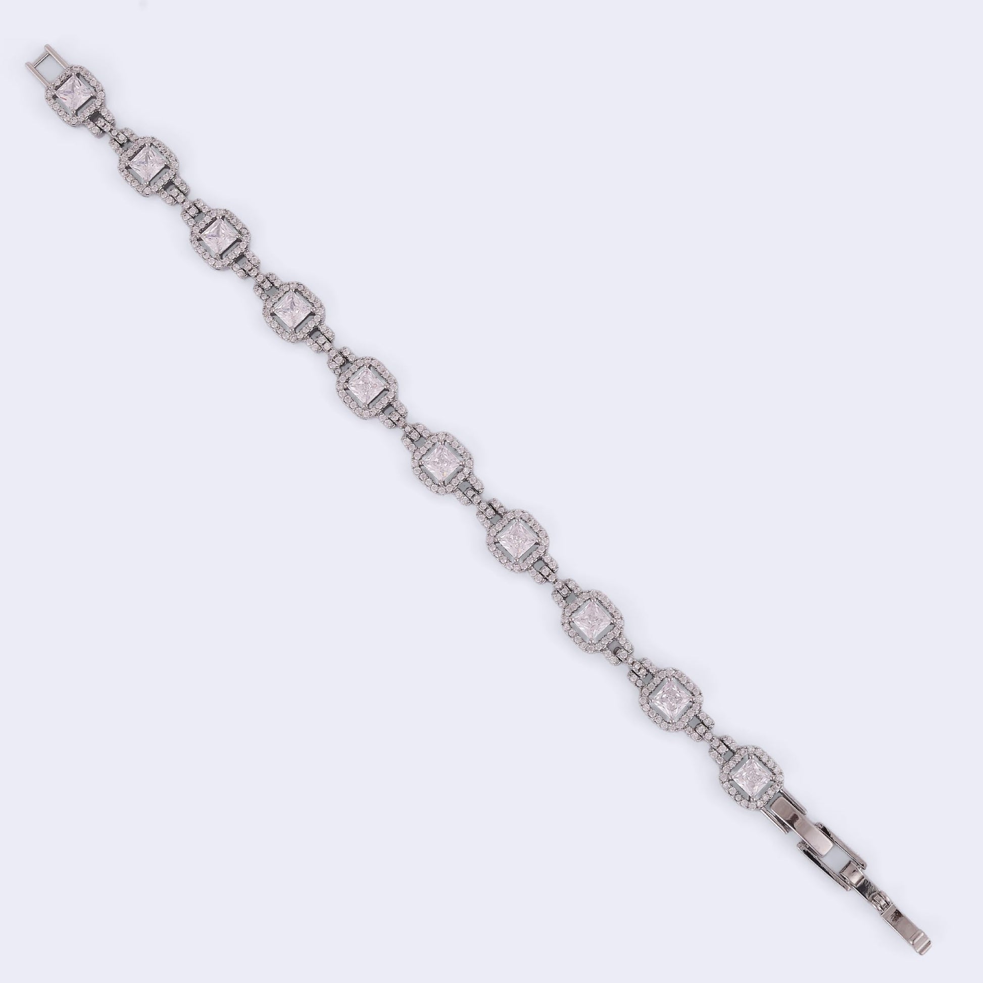 Saloni Fashion Jewellery Excellent Square Shape Silver Plated Free Size Charm Bracelet For Women