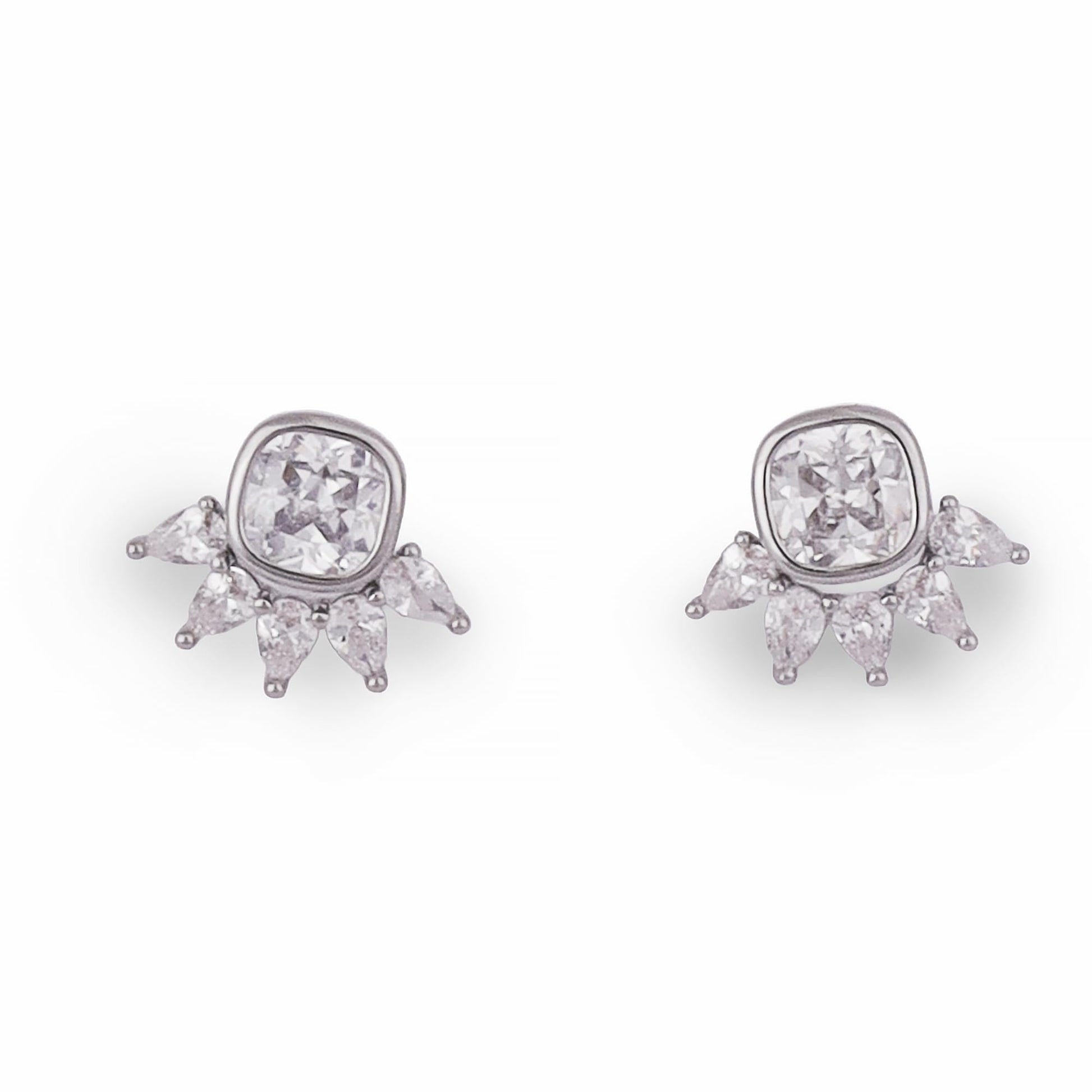 Saloni Fashion Jewellery Graceful Round and Leaf Shape Silver Plated Stud Earring For Women