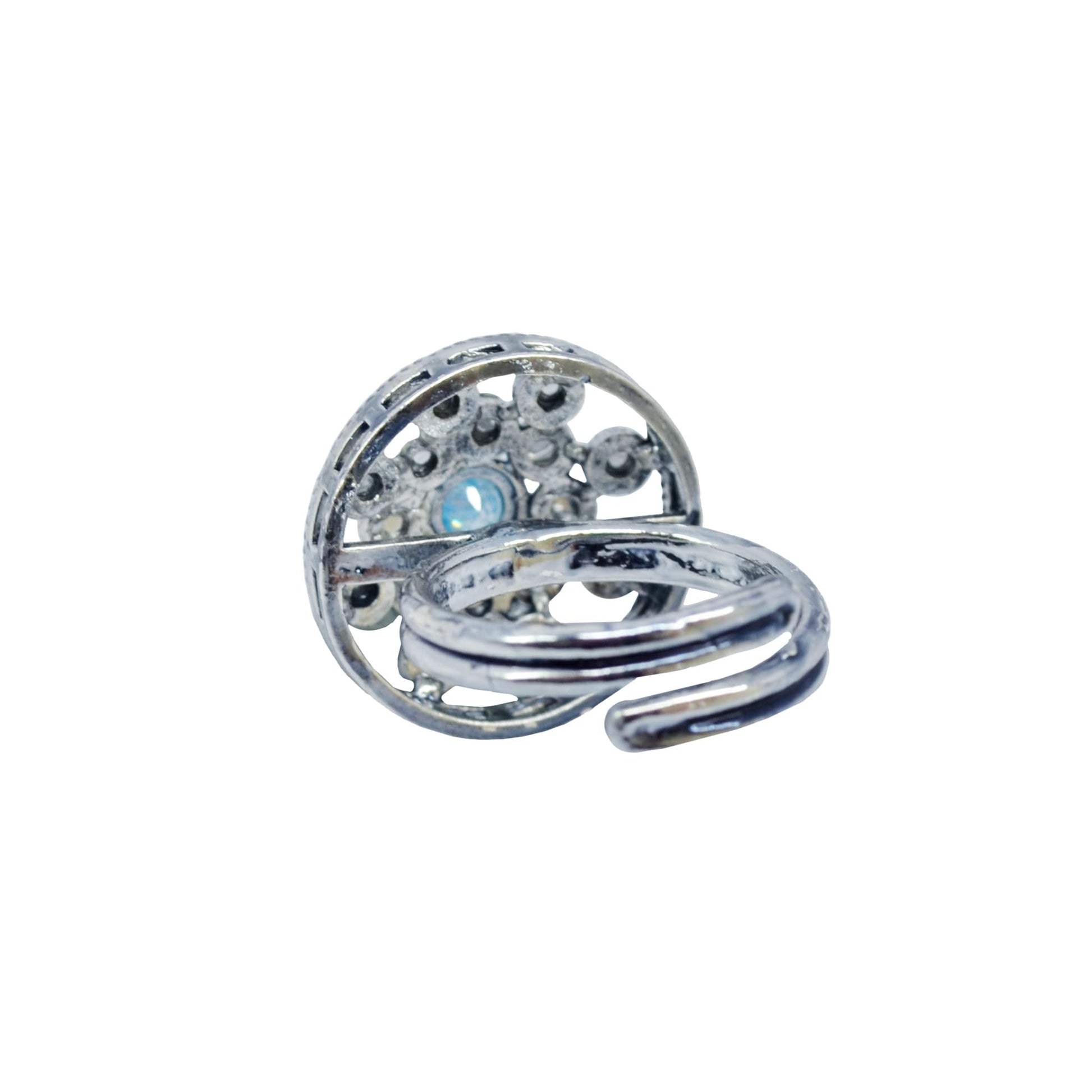 Saloni Fashion Jewellery Exotic Round Shape Silver Plated Kundan Stone Adjustable Finger Ring For Women and Girls