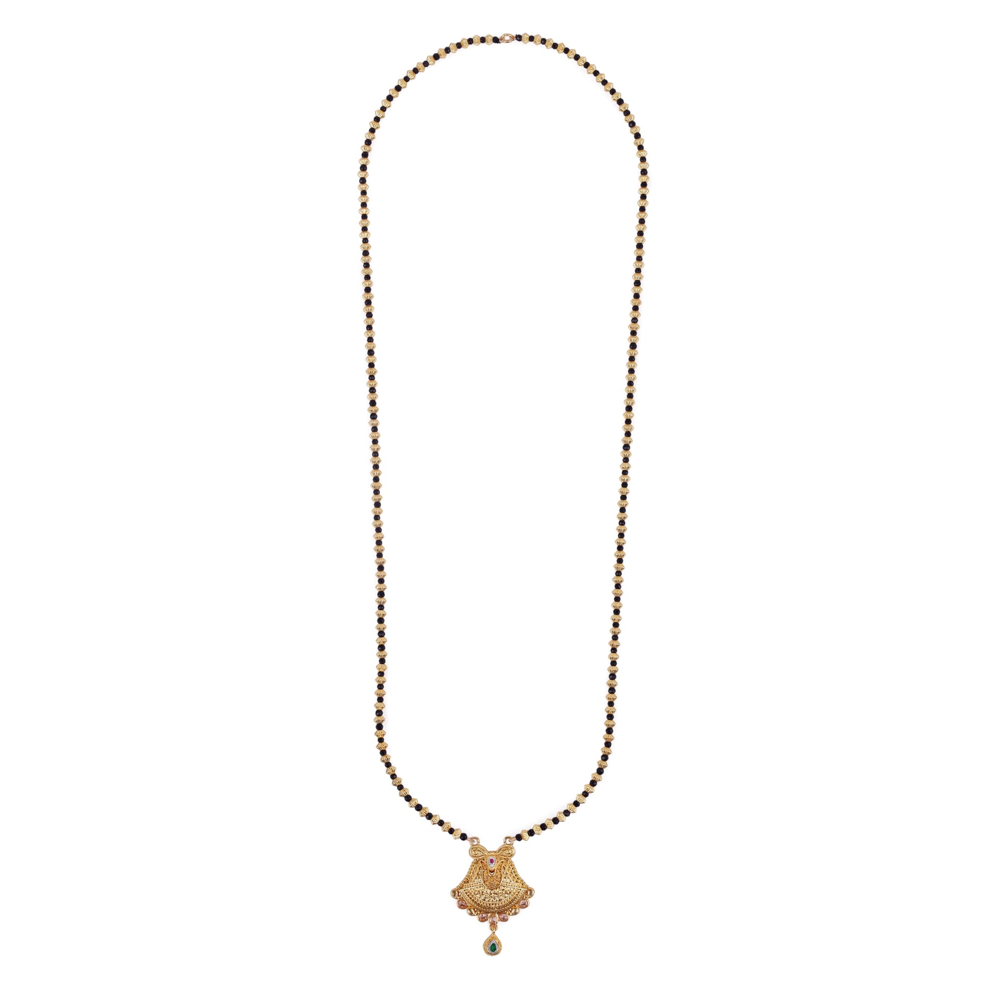 Saloni Fashion Jewellery Traditional Oval and Paisley Design Gold Plated Mangalsutra For Women