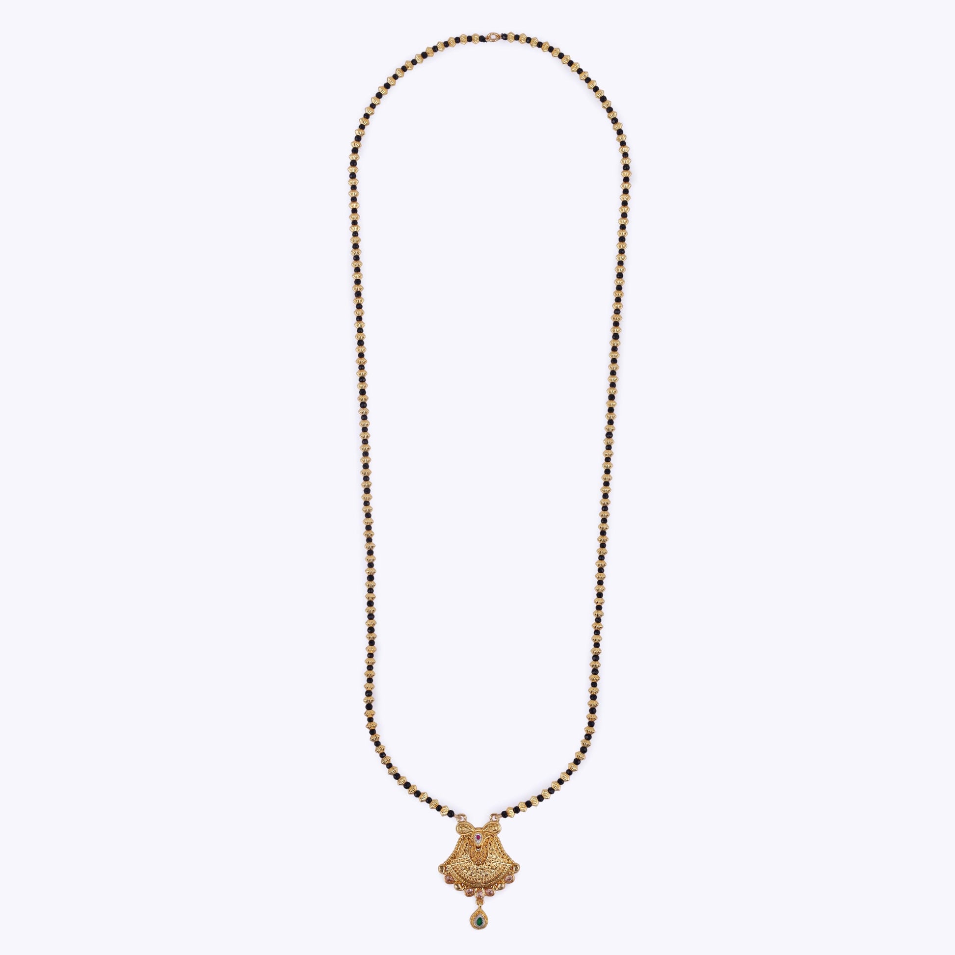 Saloni Fashion Jewellery Traditional Oval and Paisley Design Gold Plated Mangalsutra For Women