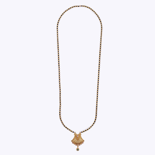 Saloni Fashion Jewellery Traditional Oval and Paisley Design Gold Plated Mangalsutra For Women