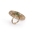 Saloni Fashion Jewellery Round Design Green and Grey Stone Gold Plated Brass Adjustable Finger Ring For Women - view 2