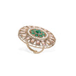 Saloni Fashion Jewellery Round Design Green and Grey Stone Gold Plated Brass Adjustable Finger Ring For Women - view 3