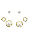 Saloni Fashion Jewellery Pretty Round Shape CZ Brass Gold Plated Set of 3 Combo Stud Earring For Women and Girls - view 2