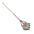 Saloni Fashion Jewellery Traditional Chandelier and Flower Shape Silver Gold Plated Brass Maang Tikka For Women - view 3