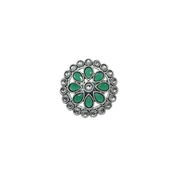 Saloni Fashion Jewellery Pretty Round and Pear Shape Silver Plated Kundan Stone Adjustable Finger Ring For Women and Girls