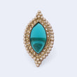 Saloni Fashion Jewellery Lovely Oval Shape Center Sky Blue Stone Gold Plated Adjustable Finger Ring For Women