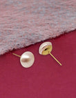 Saloni Fashion Jewellery Round shape Mother of Pearl 1 Pair Gold Plated Stud Earring For Women and Girls - view 4