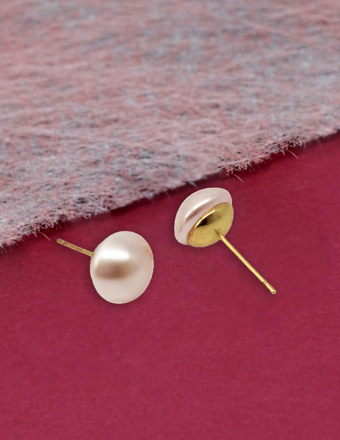 Saloni Fashion Jewellery Splendid Round shape Mother of Pearl 1 Pair Gold Plated Stud Earring For Women and Girls