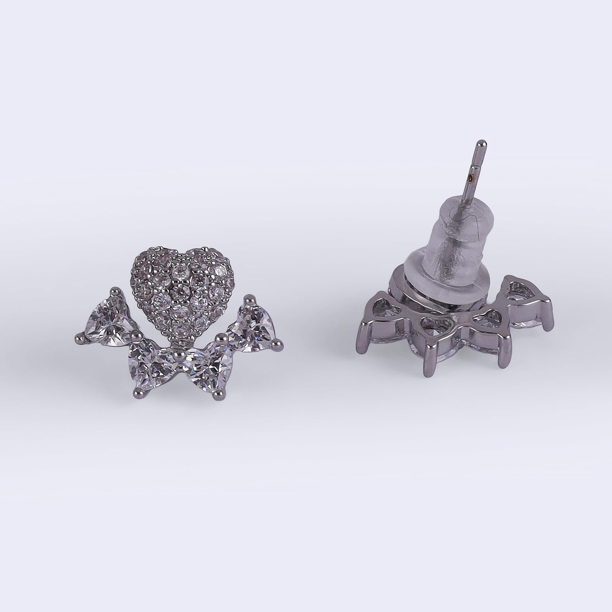 Saloni Fashion Jewellery Modish Heart Shape Silver Plated Stud Earring For Women