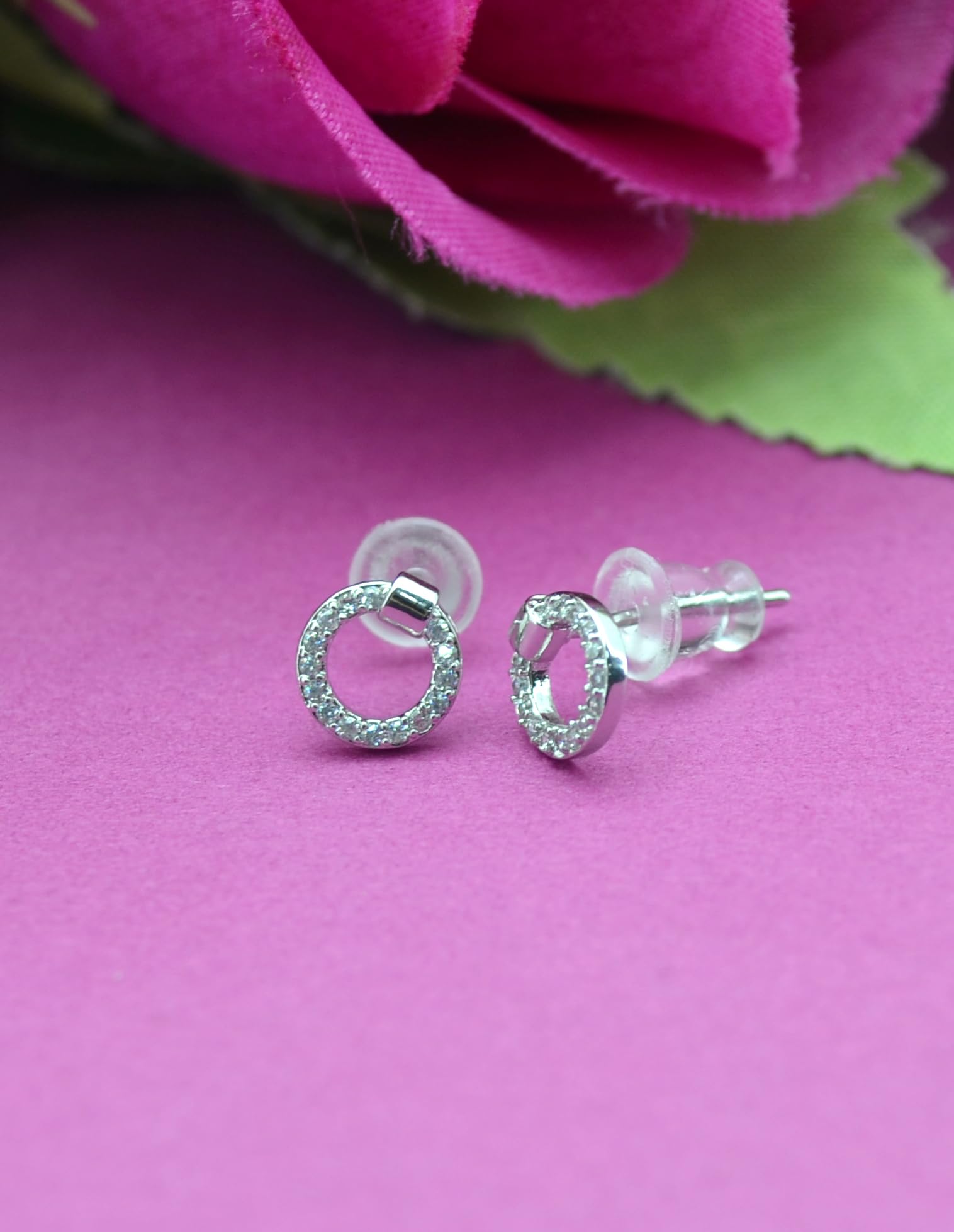 Saloni Fashion Jewellery Smooth Round Shape Combo of 3 Silver Plated Stud Earring For Women and Girls