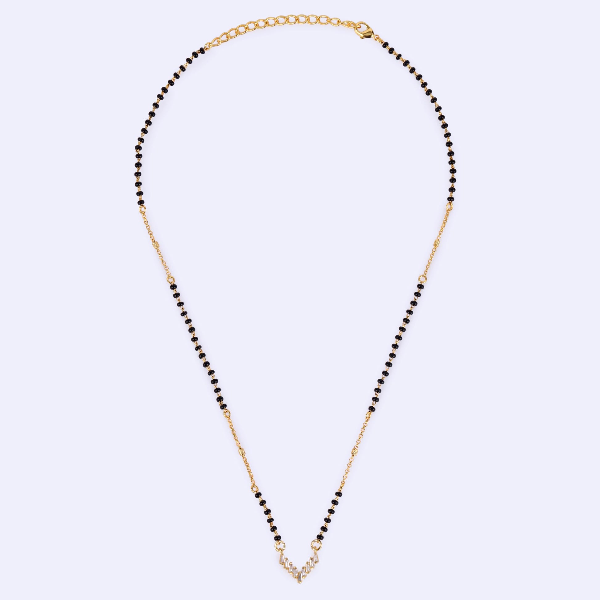 Saloni Fashion Jewellery Traditional Splendid "V" Shape Gold Plated Black Beaded Adjustable Chain Mangalsutra For Women