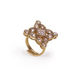 Saloni Fashion Jewellery Triangle Design White Stone Gold Plated Brass Adjustable Finger Ring For Women - view 3