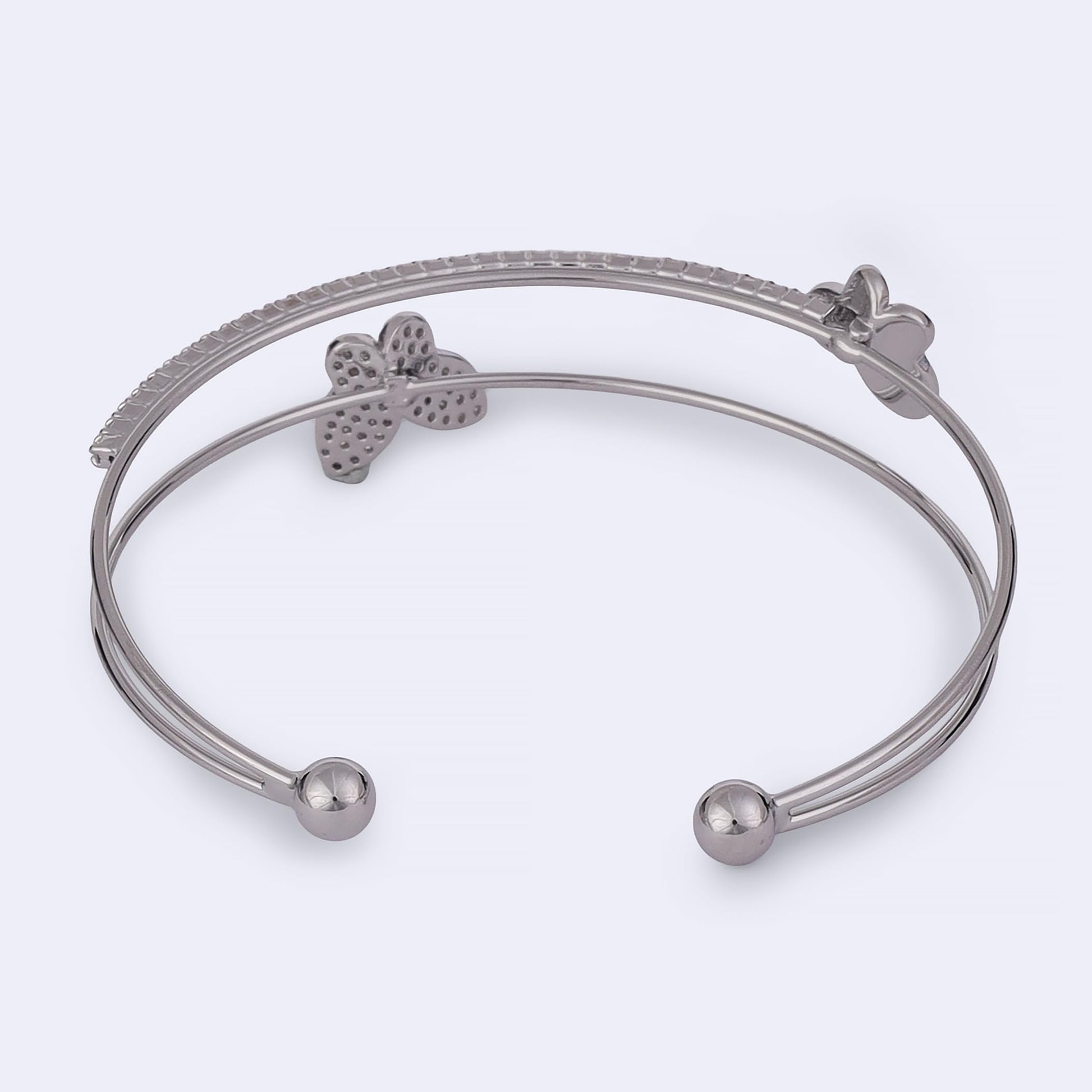 Saloni Fashion Jewellery Incredible Butterfly Silver Plated Adjustable Cuff Bracelet Kada For Women