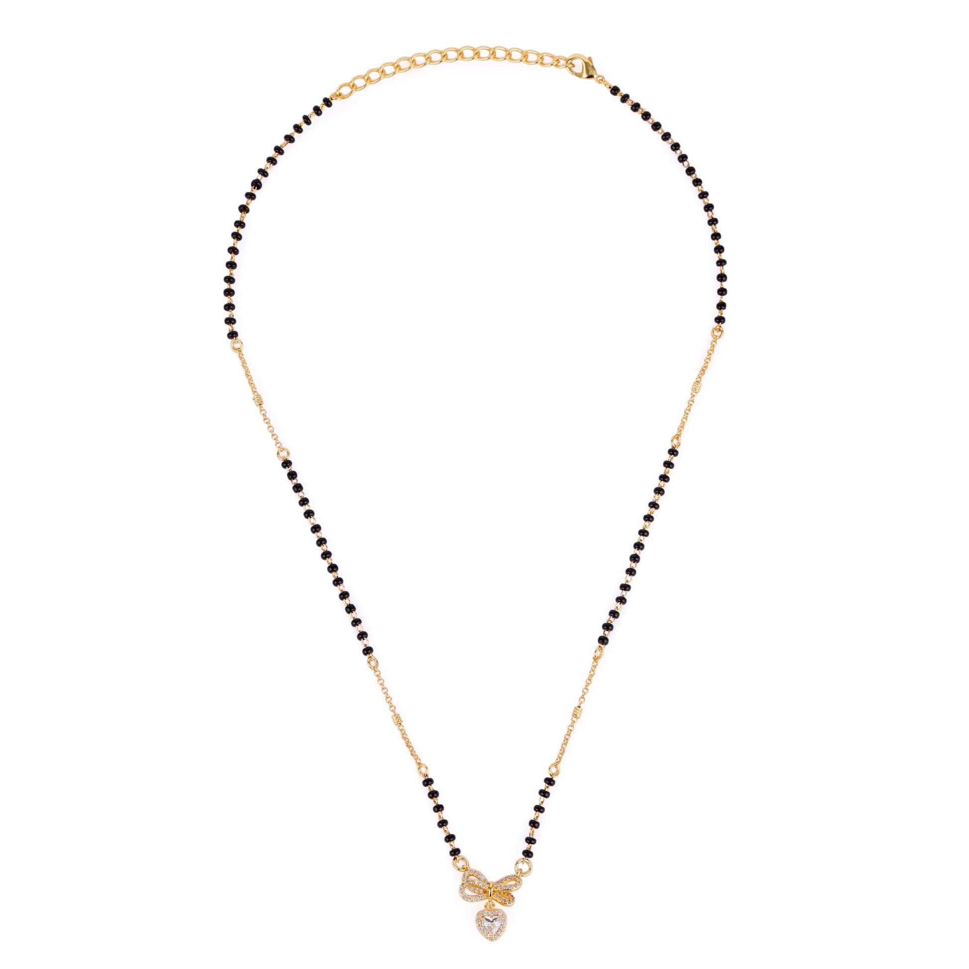 Saloni Fashion Jewellery Traditional Admirable Butterfly and Heart Shape Gold Plated Combo Set of 2 Black Beaded Adjustable Chain Mangalsutra For Women