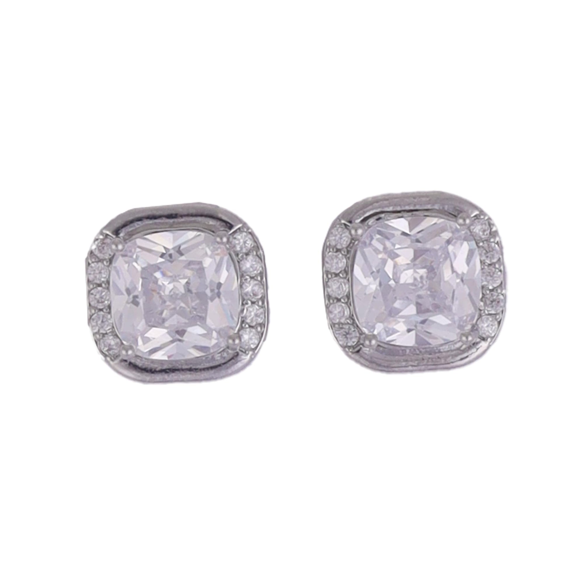 Saloni Fashion Jewellery Excellent Center Studded CZ Silver Plated Stud Earring For Women