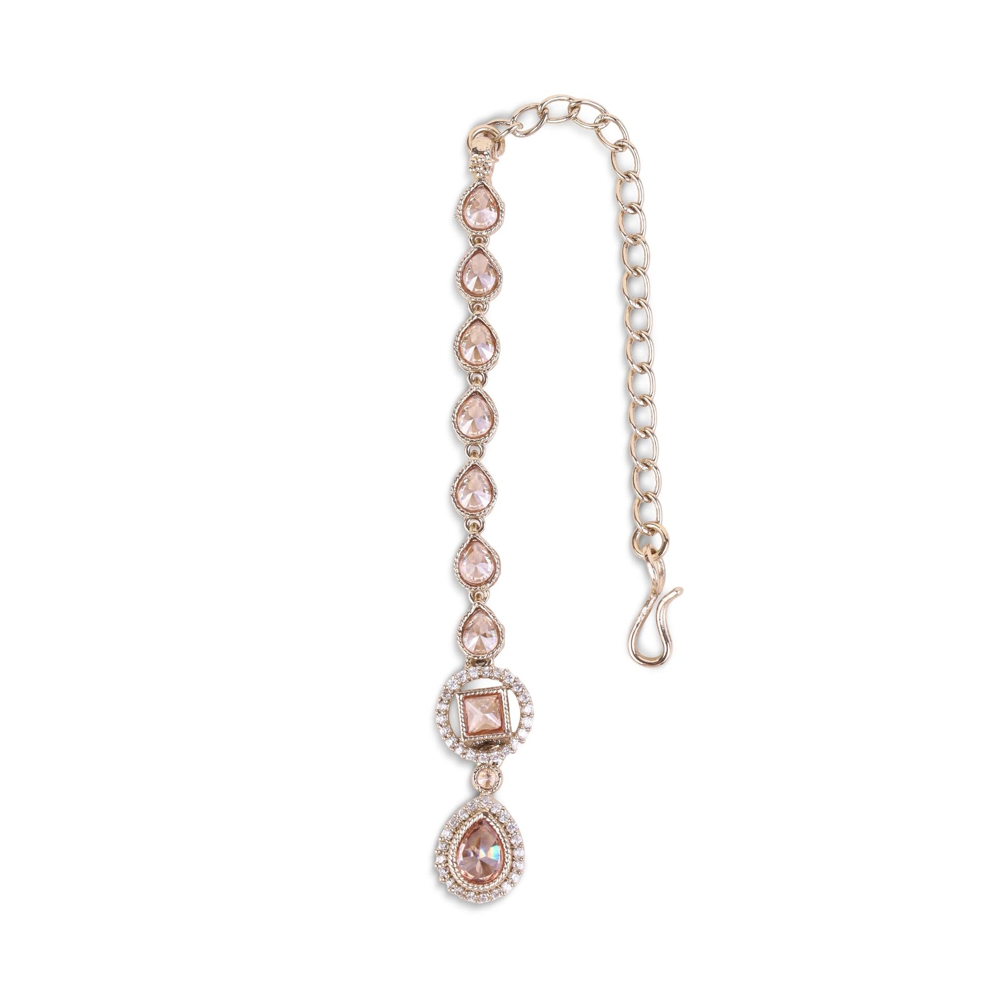Saloni Fashion Jewellery Traditional Oval Shape Silver Gold Plated Brass Maang Tikka For Women