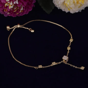 Saloni Fashion Jewellery Superb Square Shape Gold Plated Free Size Charm Bracelet For Women