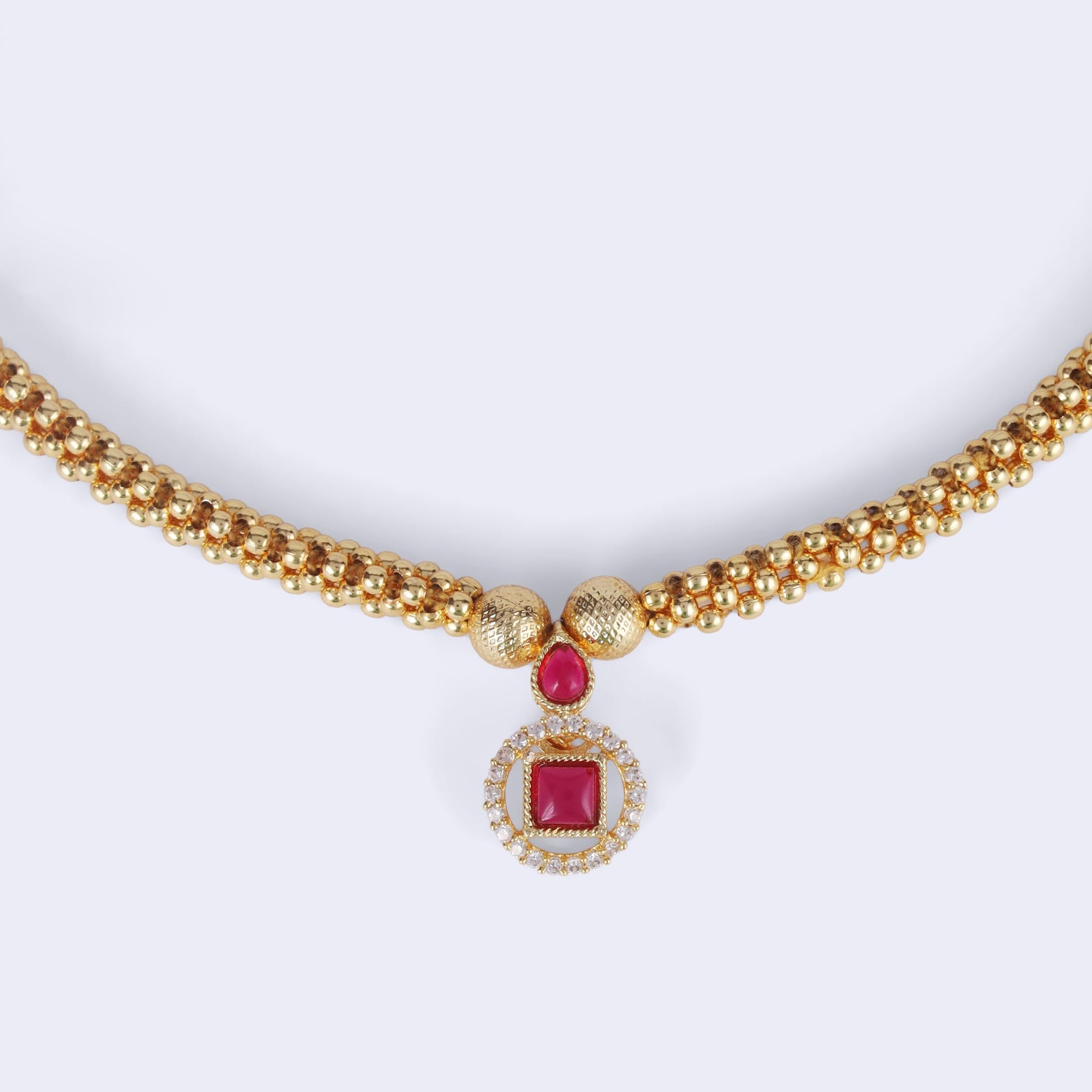 Saloni Fashion Jewellery Traditional Round and Oval Shape Golden Balls Gold Plated Choker Necklace For Women