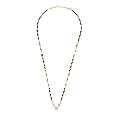 Saloni Fashion Jewellery Traditional Modern Flower and Heart Shape Gold Plated Black Beaded Adjustable Chain Mangalsutra For Women