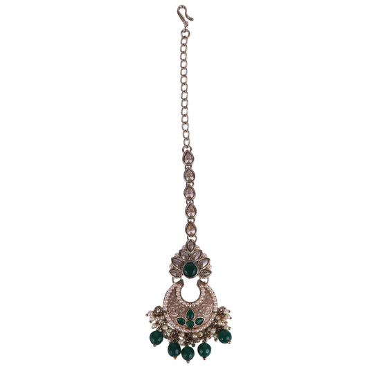 Saloni Fashion Jewellery Incredible Chandilier and Flower Design Gold Plated Maang Tikka For Women and Girls
