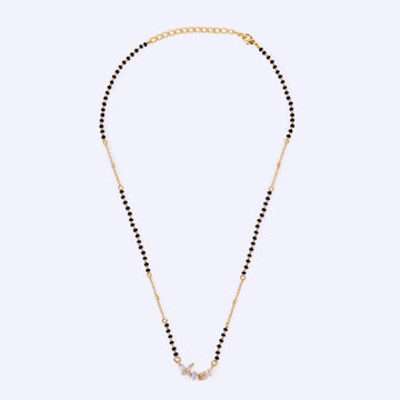 Saloni Fashion Jewellery Traditional Splendid Flower Design Gold Plated Black Beaded Adjustable Chain Mangalsutra For Women