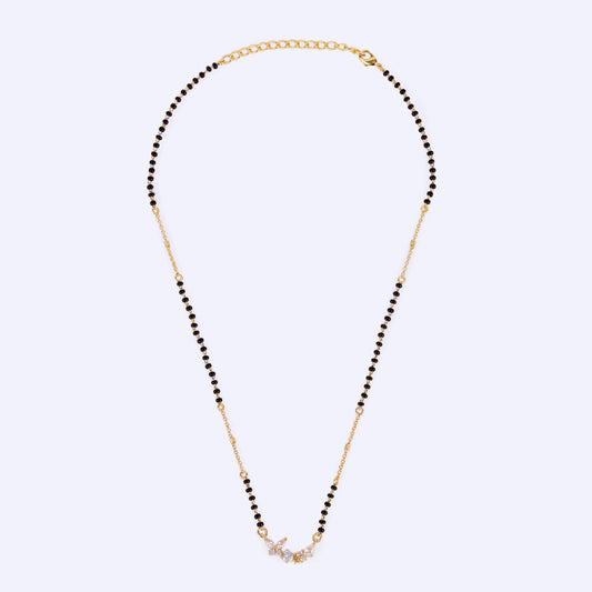 Saloni Fashion Jewellery Traditional Splendid Flower Design Gold Plated Black Beaded Adjustable Chain Mangalsutra For Women