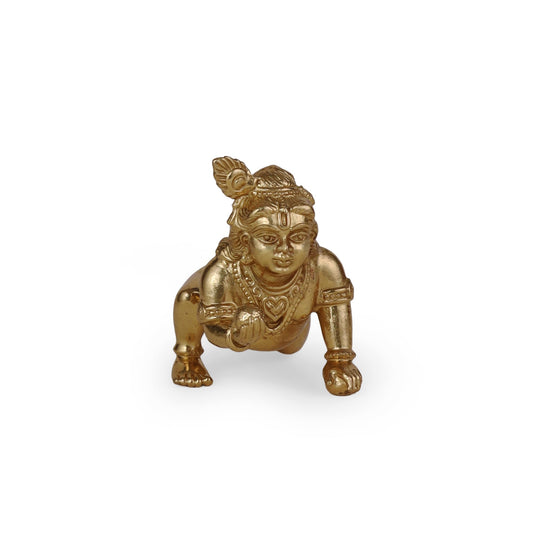 Saloni Fashion Jewellery Lord Krishna Gold Plated Idol/Murti Home And Office Decorative Gifting