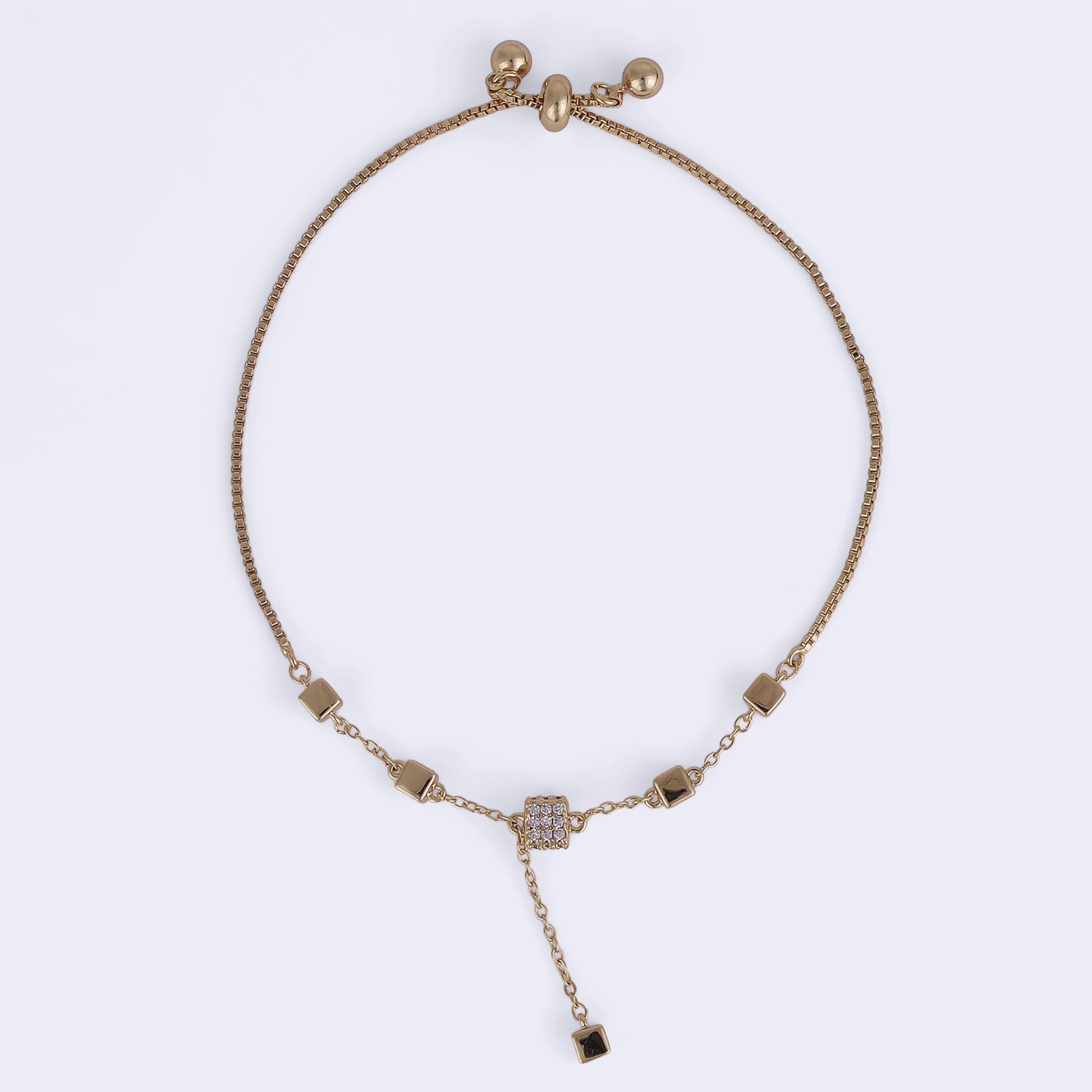 Saloni Fashion Jewellery Superb Square Shape Gold Plated Free Size Charm Bracelet For Women