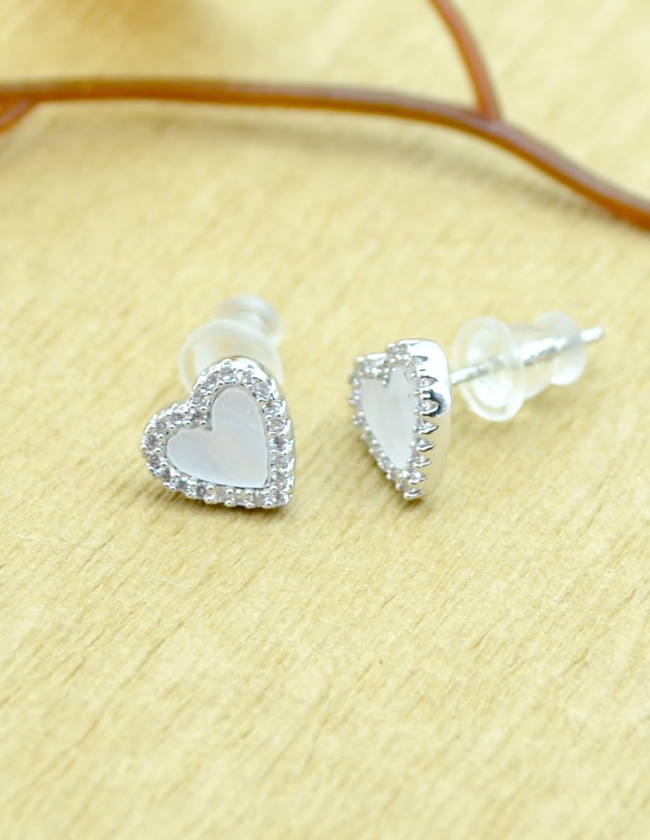 Saloni Fashion Jewellery Lovely Heart Shape Combo of 3 Silver Plated Stud Earring For Women and Girls