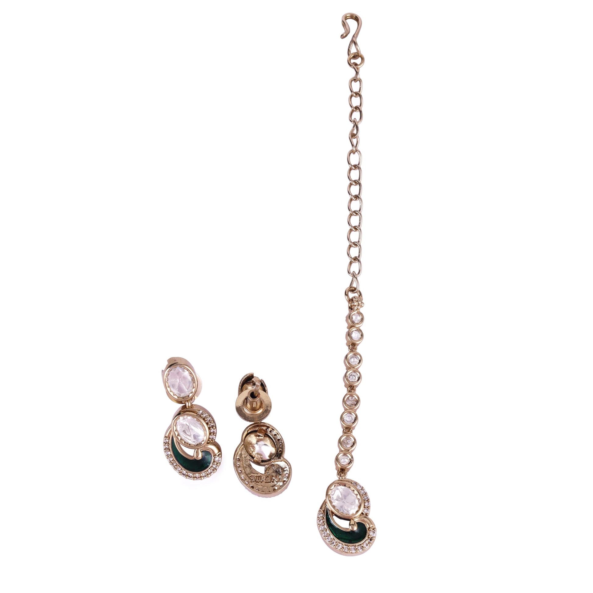 Saloni Fashion Jewellery Eye-Catchy Round and Paisley Design Gold Plated Choker Necklace Set With Maangikka For Women and Girls
