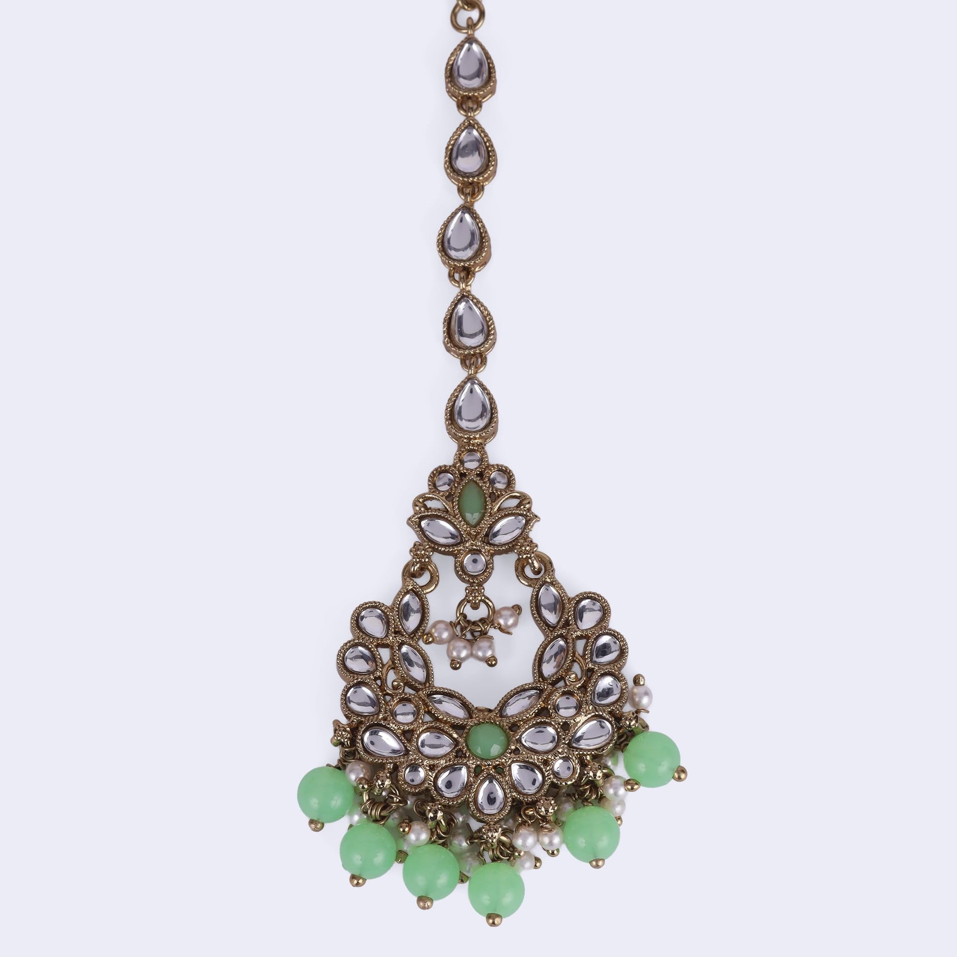 Saloni Fashion Jewellery Splendid Chandilier and Flower Design Gold Plated Maang Tikka For Women and Girls
